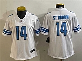Women's Detroit Lions #14 Amon-Ra St. Brown White Vapor Limited Stitched Football Jersey(Run Smaller),baseball caps,new era cap wholesale,wholesale hats